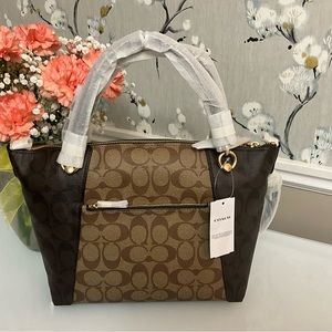 Coach Kacey Satchel In Blocked Signature Canvas